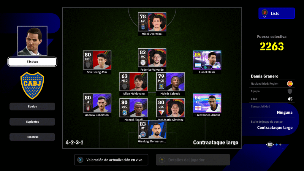 efootball equipo inicial