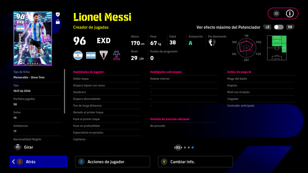 efootball habilidades jugador